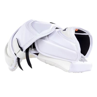 CCM Extreme Flex 4左手用 CCM Extreme Flex 4 - Used Pro Stock Goalie Pads - (White/Navy/Gold)