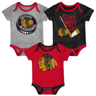 Outerstuff Chicago Blackhawks Cuddle and Play 3-Pack Set Infant