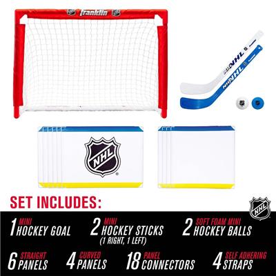 Franklin Sports NHL Kids Mini Hockey Set - Includes 1 Knee Hockey Goal - 2  Mini Hockey Sticks + 2 Foam Balls