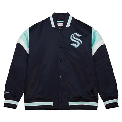 Shop Blue Mens Mitchell & Ness Special Script Heavyweight Satin Football  Jacket