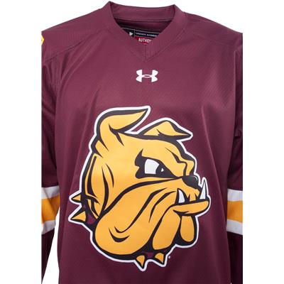 Men's Under Armour Minnesota Duluth Bulldogs White Custom Hockey Jersey